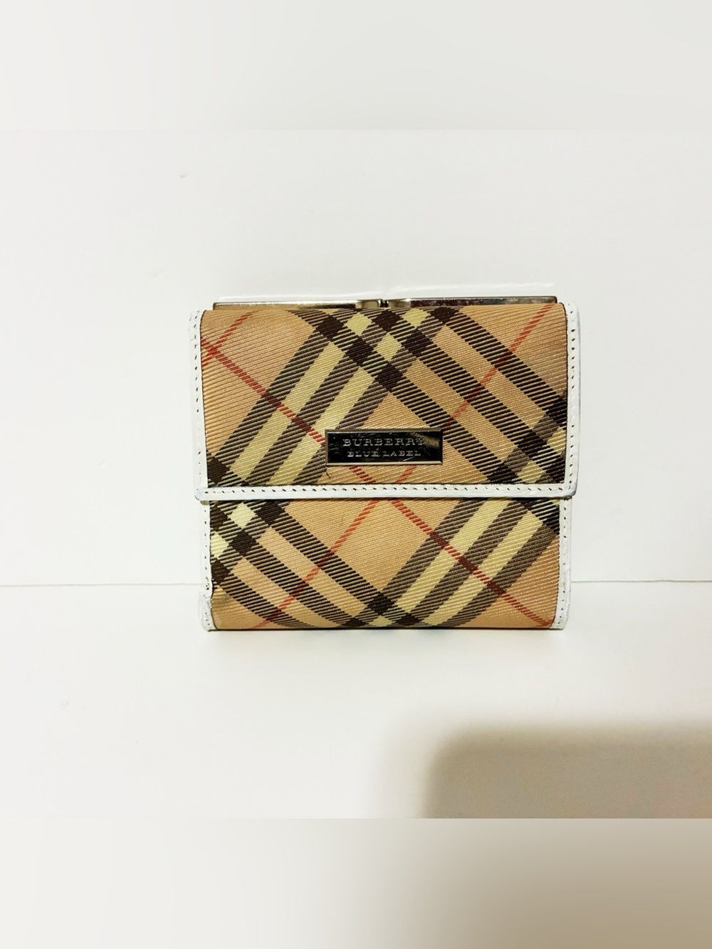 Authentic Burberry Blue Label Brown Nova Check Small  Trifold Wallet Preowned